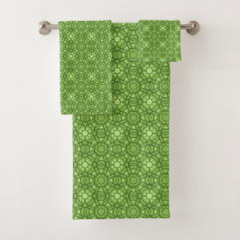 Conjunto De Toalhas Padrão geométrico floral verde