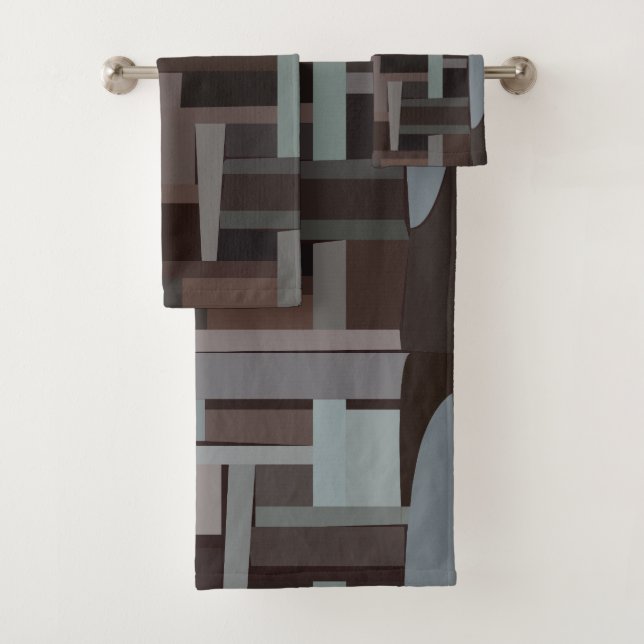 Conjunto De Toalhas Padrão Geométrico Moderno do meio século (Insitu)