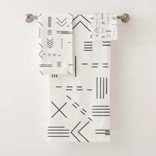Conjunto De Toalhas Padrão Geométrico Moderno, Gordo Branco Negro