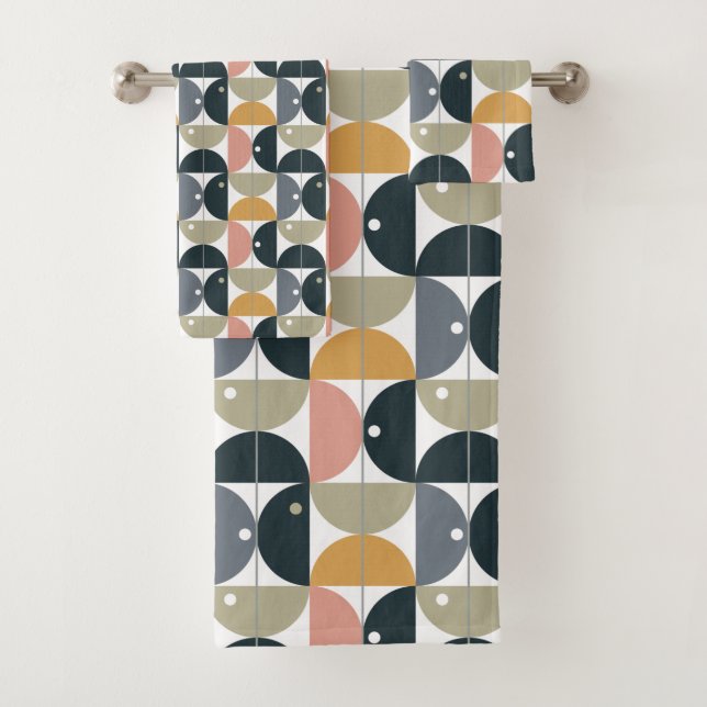 Conjunto De Toalhas Padrão Geométrico Moderno Natural Escandinavo (Insitu)