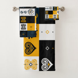 Conjunto De Toalhas Padrão geométrico moderno tendência amarelo