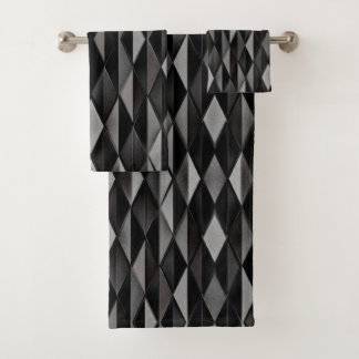 Conjunto De Toalhas Padrão Geométrico Preto |
