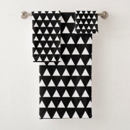 Conjunto De Toalhas Padrão Geométrico Preto e Branco