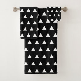 Conjunto De Toalhas Padrão Geométrico Preto e Branco