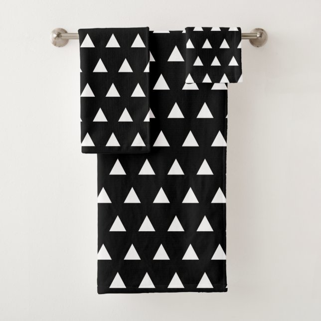 Conjunto De Toalhas Padrão Geométrico Preto e Branco (Insitu)
