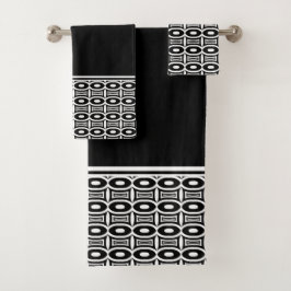 Conjunto De Toalhas Padrão geométrico preto e branco de Abstrato