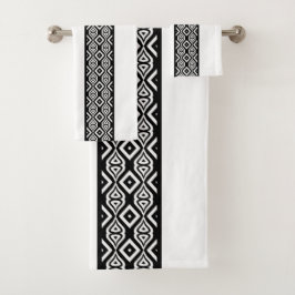 Conjunto De Toalhas Padrão geométrico preto e branco de Abstrato
