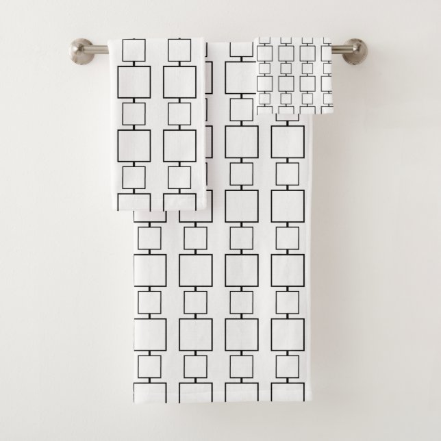 Conjunto De Toalhas Padrão Geométrico Preto e Branco Moderno (Insitu)