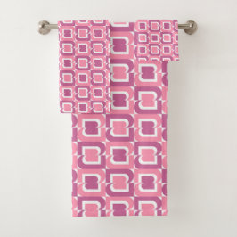 Conjunto De Toalhas Padrão Geométrico Rosa