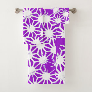 Conjunto De Toalhas Padrão geométrico roxo real