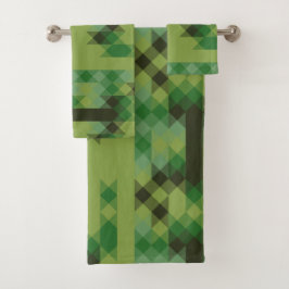 Conjunto De Toalhas padrão geométrico verde