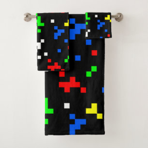 Conjunto De Toalhas Padrão Gráfico de Jogos de Vídeo de 8 Bits