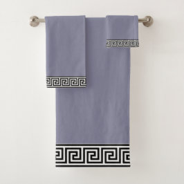 Conjunto De Toalhas Padrão Grego Elegante em Cinza Prata Romano