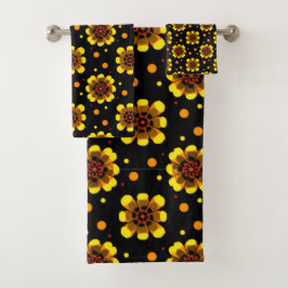 Conjunto De Toalhas Padrão Groovy 70s Flor de Margarida Poderoso