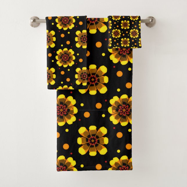 Conjunto De Toalhas Padrão Groovy 70s Flor de Margarida Poderoso (Insitu)