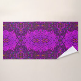 Conjunto De Toalhas Padrão Groovy Abstrato Magenta e Preto