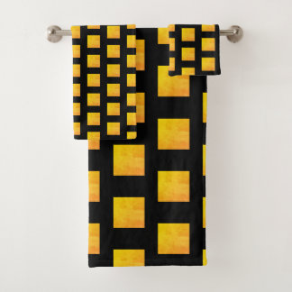 Conjunto De Toalhas Padrão Grunge Preto e Dourado Falso