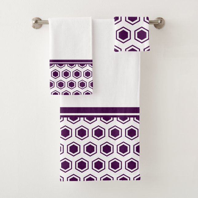 Conjunto De Toalhas Padrão hexagonal branco e morango (Insitu)