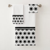 Padrão Hexagonal Branco e Preto Negrito
