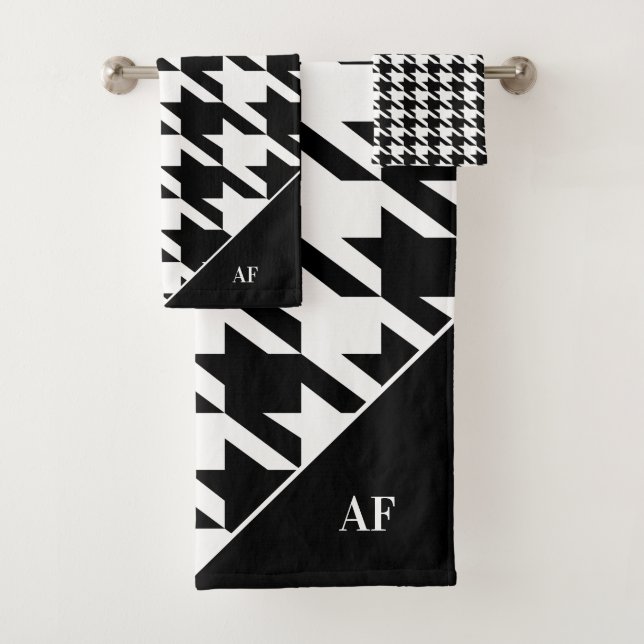 Conjunto De Toalhas Padrão Houndstooth (Insitu)