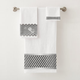 Conjunto De Toalhas Padrão industrial de prata metálico