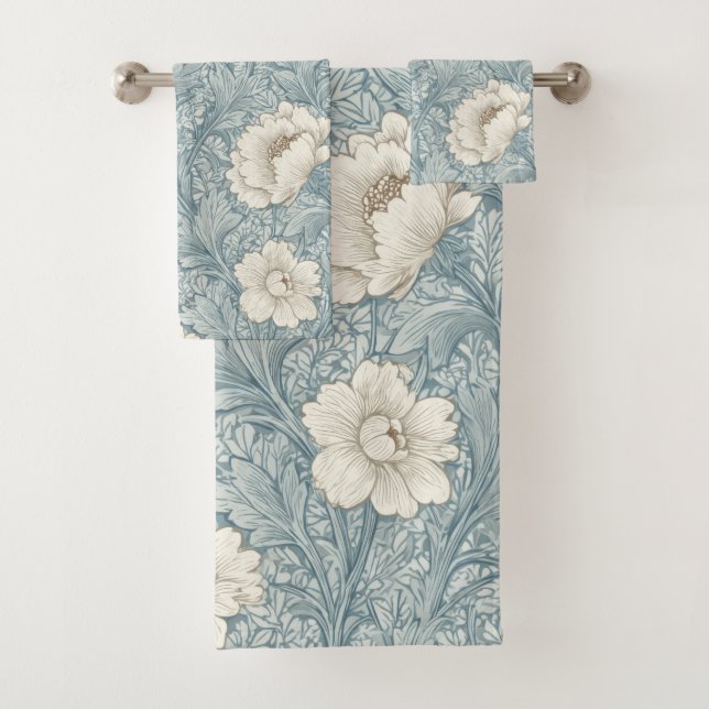 Conjunto De Toalhas Padrão Inspiração William Morris (Insitu)