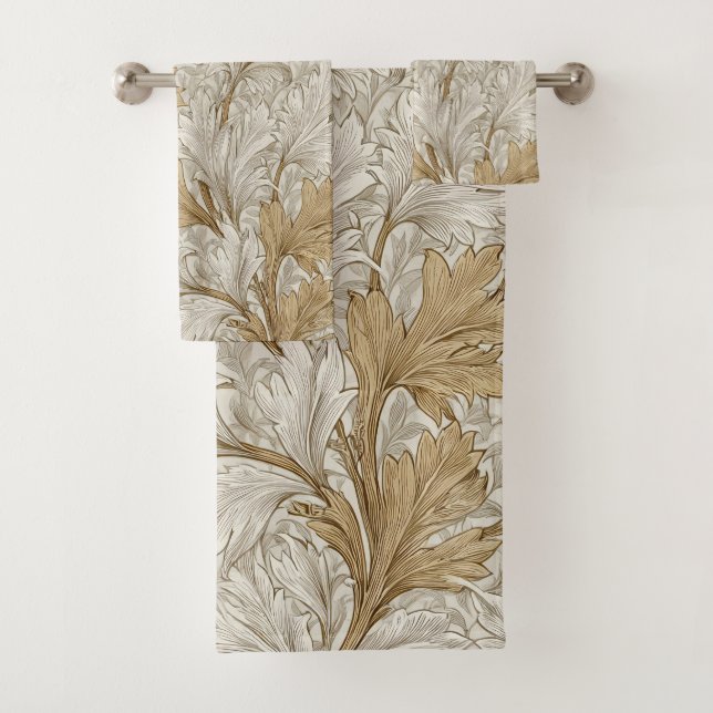 Conjunto De Toalhas Padrão Inspiração William Morris (Insitu)