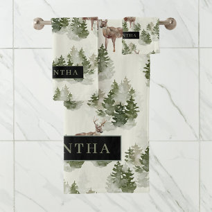 Conjunto De Toalhas Padrão Invisível da Floresta de Inverno da Aquar