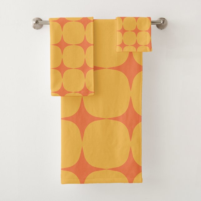 Conjunto De Toalhas Padrão Laranja Amarelo Moderno de Meio século Simp (Insitu)