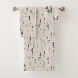 Conjunto De Toalhas Padrão Lavander de Aquarela
