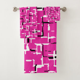 Conjunto De Toalhas Padrão LEGAL branco preto-roxo magenta