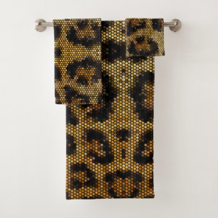 Conjunto De Toalhas Padrão-Leopardo Glittery Brown