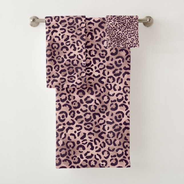 Conjunto De Toalhas Padrão-Leopardo Rosa (Insitu)