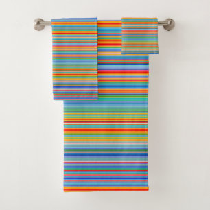 Conjunto De Toalhas Padrão Listrado Multicolorido