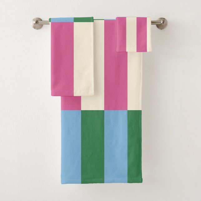 Conjunto De Toalhas Padrão Listrado Vertical Colorido (Insitu)