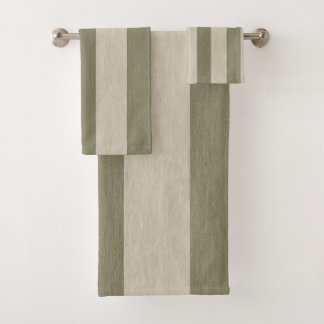 Conjunto De Toalhas Padrão Listrado Vertical Ousado em Verde Sálvia e