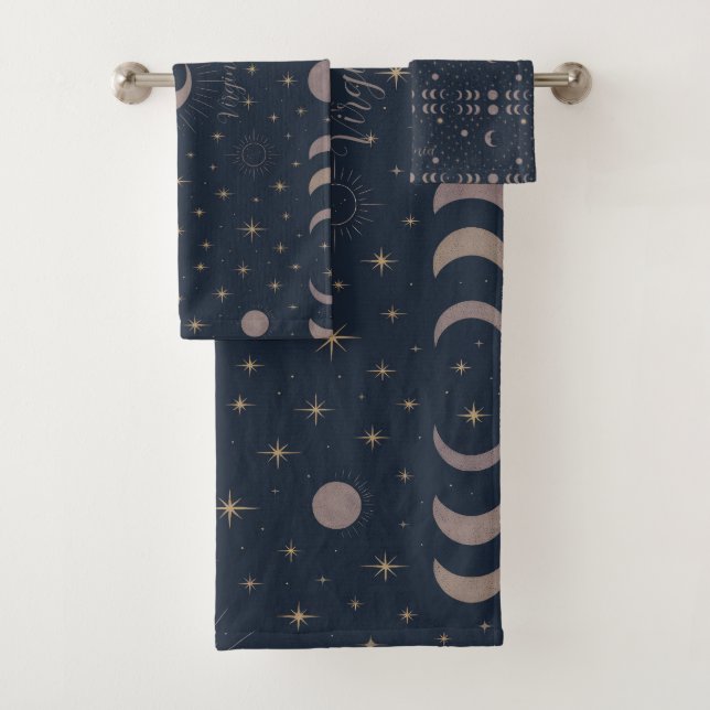 Conjunto De Toalhas Padrão Lua Celestial | Roupas Femininas Personaliz (Insitu)