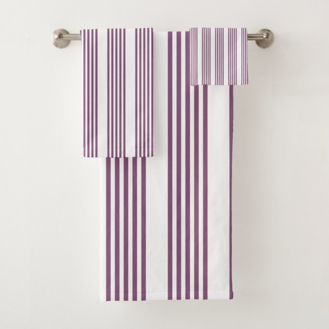 Conjunto De Toalhas Padrão Mauve roxo e branco de cinco faixas (Insitu)