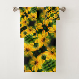 Conjunto De Toalhas Padrão Máximo de Abstrato Floral de Girassol