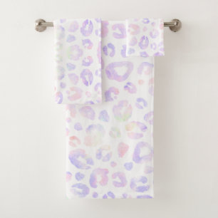 Conjunto De Toalhas Padrão Metálico Branco do leopardo
