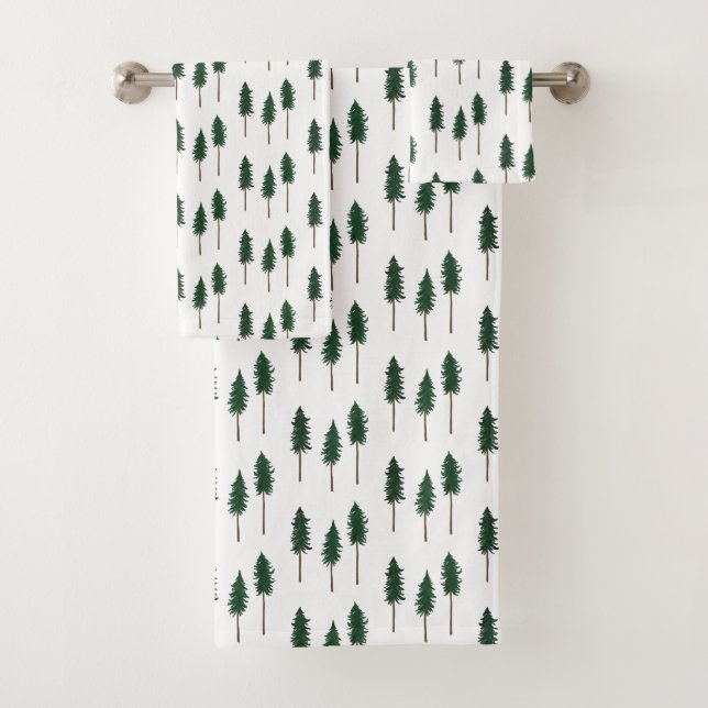 Conjunto De Toalhas Padrão Mínimo da Floresta de Pinheiros (Insitu)