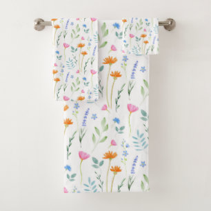 Conjunto De Toalhas Padrão Misturado de Watercolor Wildflower