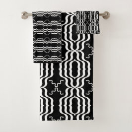 Conjunto De Toalhas Padrão moderno de abstrato preto e branco
