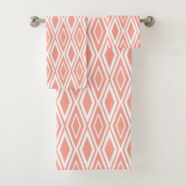 Conjunto De Toalhas Padrão Moderno de Apricot e Diamante Branco