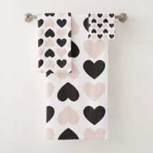 Padrão Moderno de Corações de Amor Preto Rosa