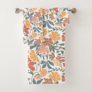 Conjunto De Toalhas Padrão moderno de Meio século Floral e Aves
