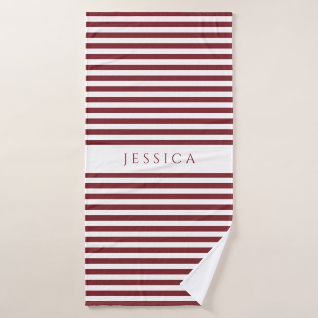 Conjunto De Toalhas Padrão Moderno de Stripes de Borgonha (Toalha de Banho)