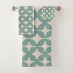 Conjunto De Toalhas Padrão moderno do Meio século Na moda em verde-i