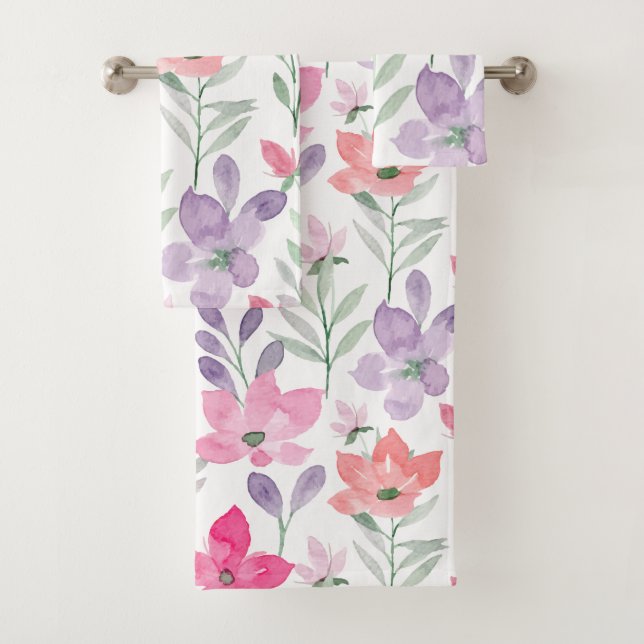 Conjunto De Toalhas Padrão moderno rosa de Lavanda de lâmina Pastel Li (Insitu)