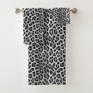 Conjunto De Toalhas Padrão monocromático preto e branco, leopardo